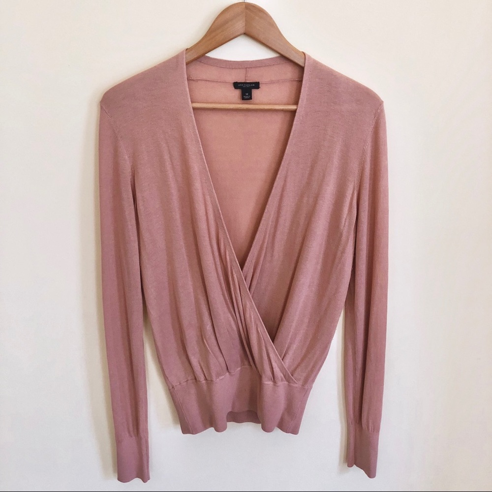Ann Taylor Light Pink Front Wrap Sweater